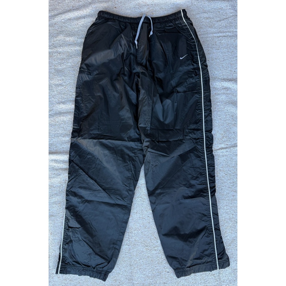 VTG Mens Sz XL Nike Black Windbreaker Lined Pants Drawstings Zip‎ Ankle